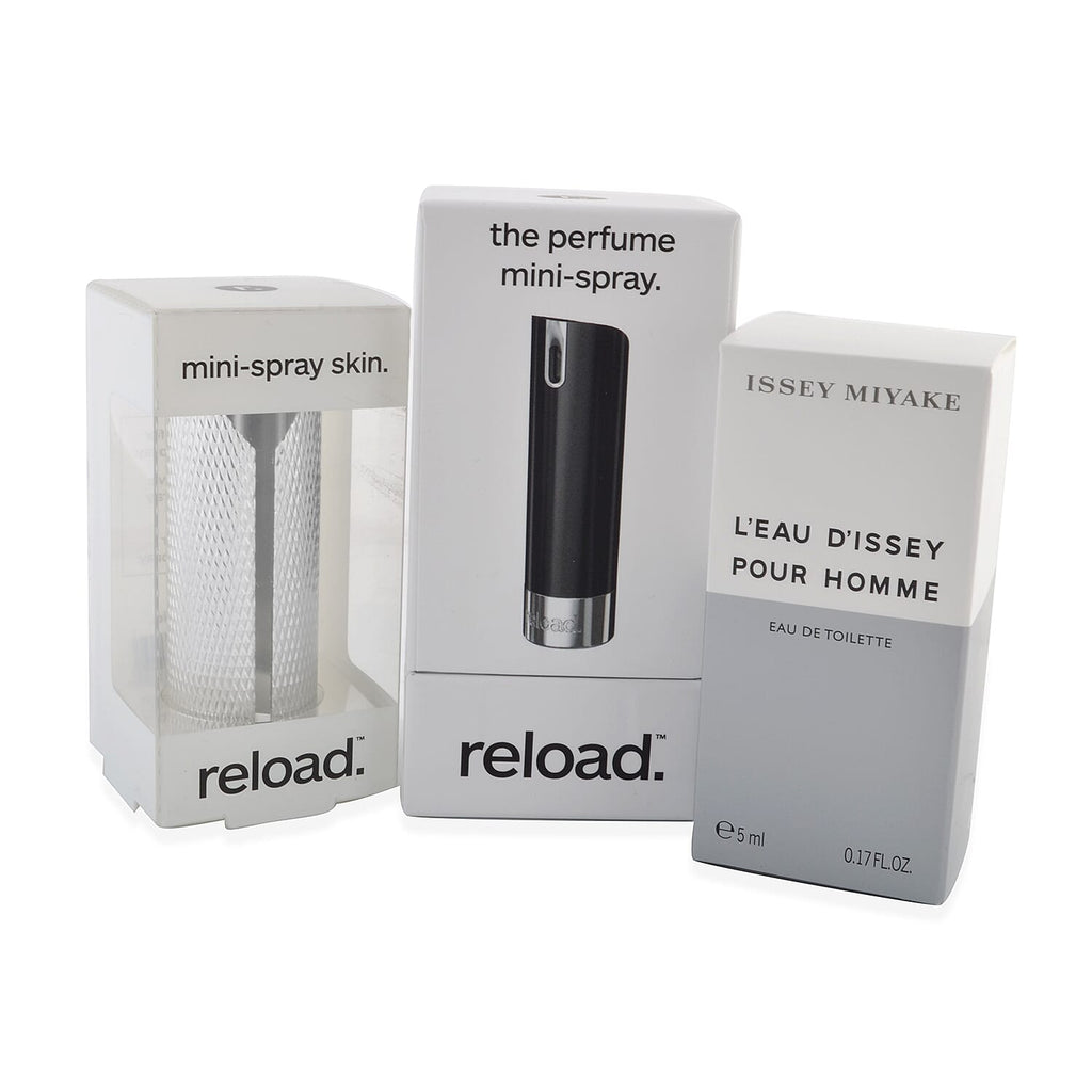 Reload Mini Perfume Spray Black (Incl. Issey Miyake DIssey Homme - 5ml - Embossed Skin) - Embossed Mic