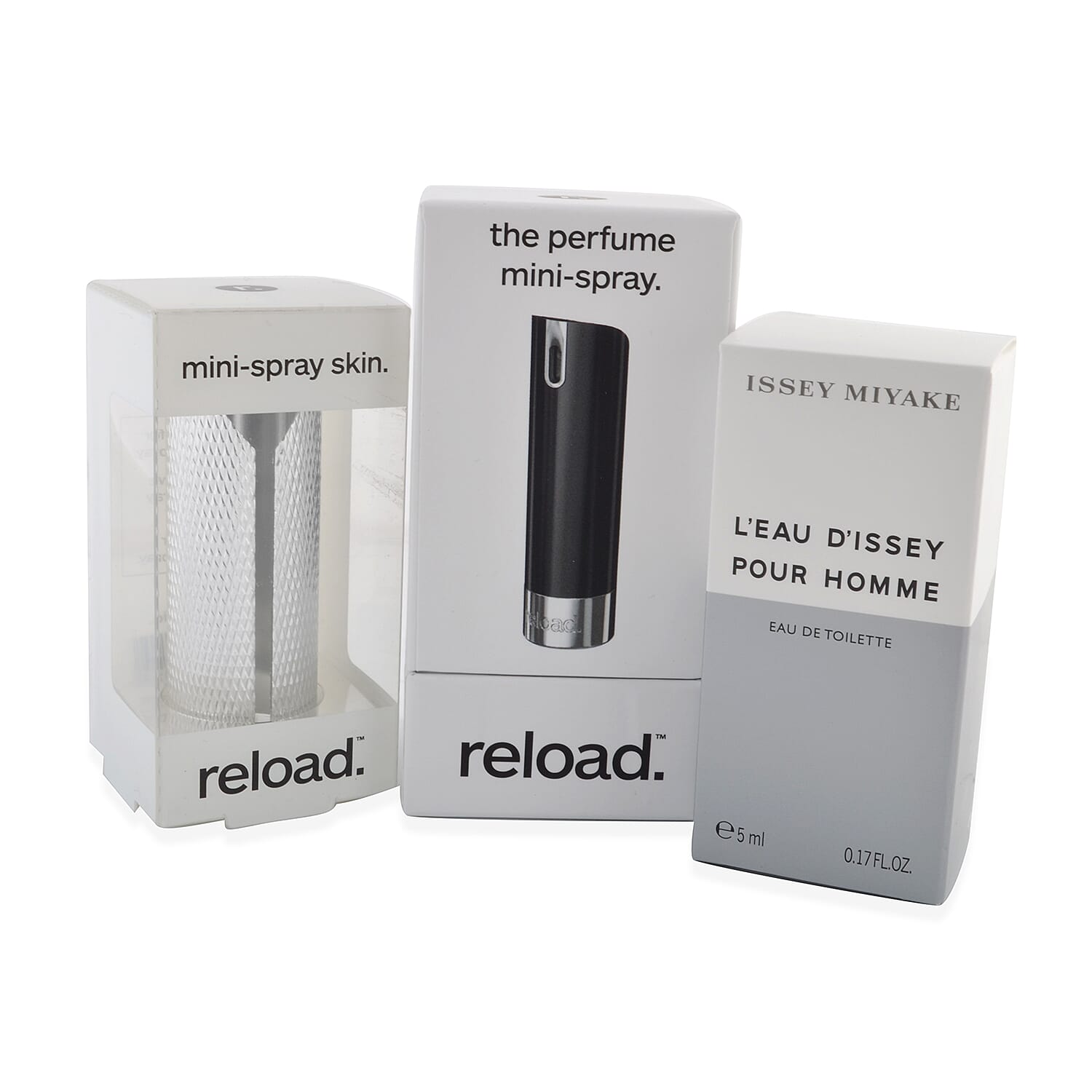 Reload Mini Perfume Spray Black (Incl. Issey Miyake DIssey Homme - 5ml - Embossed Skin) - Embossed Mic