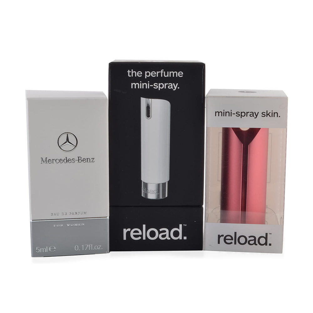 Reload Mini Perfume Spray White (Incl. Mercedes For Women - 5ml - Aluminium Red Skin)