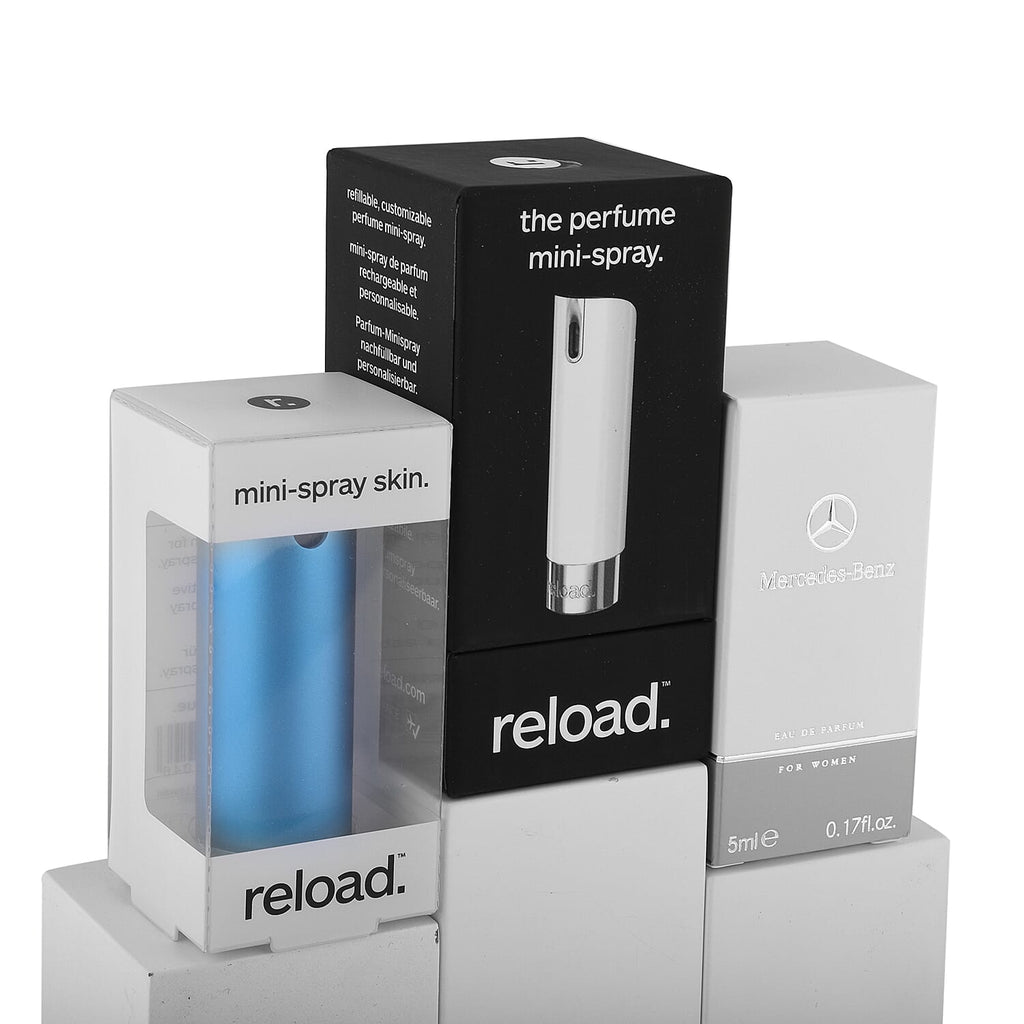 Reload Mini Perfume Spray White (Incl. Mercedes For Women - 5ml - Aluminium Blue Skin)