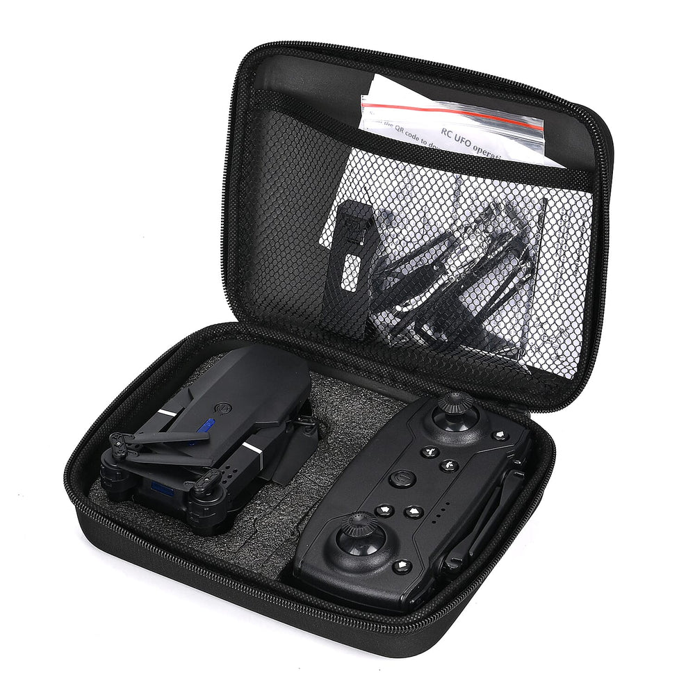 Remote Control Foldable Quad Drone with Double Camera - Black