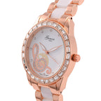 GENOA Japan Movt. 3ATM WR Crystal Studded Music Pattern Watch with Stainless Steel Strap in Dual Tone