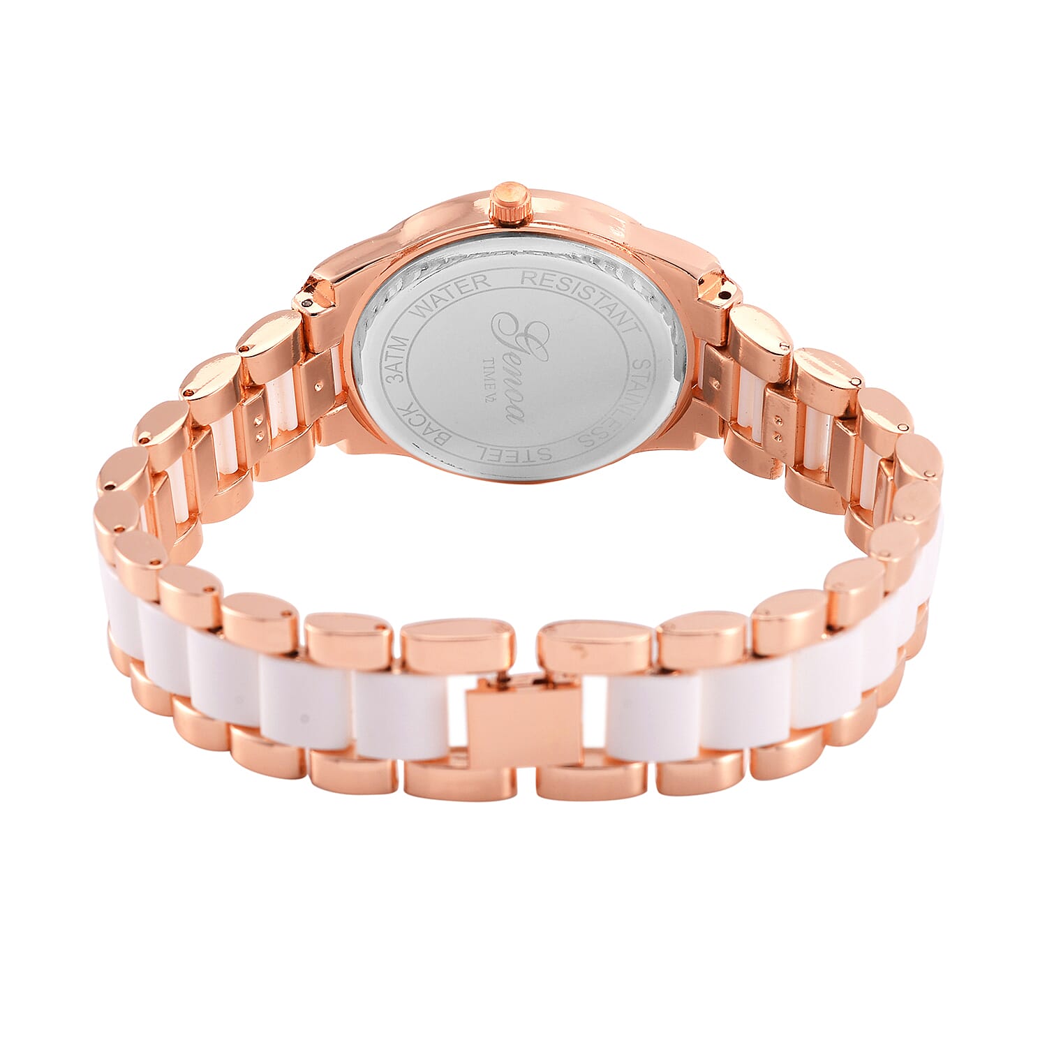 GENOA Japan Movt. 3ATM WR Crystal Studded Music Pattern Watch with Stainless Steel Strap in Dual Tone