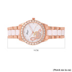 GENOA Japan Movt. 3ATM WR Crystal Studded Music Pattern Watch with Stainless Steel Strap in Dual Tone