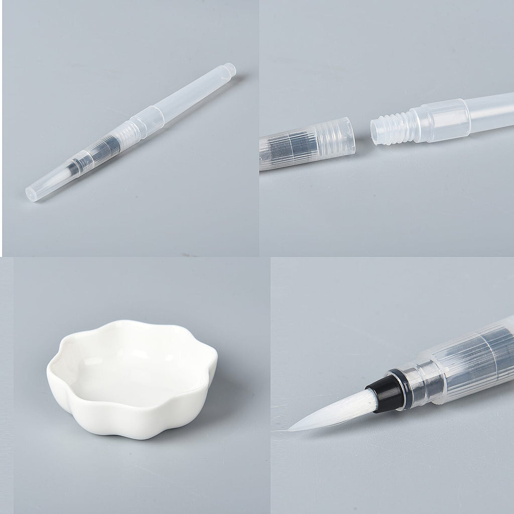 Reuseable Water Drawing Board ( Incl. 2xWater Pen, 1xBrush Pen, 1xBoard Holder, 1xWater Plate, 1xPen Holder) (Size 28x19cm)
