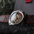 Altimeter Skeleton Automatic 10 AMT RGMT Mens Watch with Genuine Leather Strap - Navy Blue