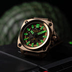 Altimeter Skeleton Automatic 10 AMT RGMT Mens Watch with Genuine Leather Strap - Khaki Brown