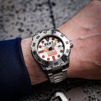 Limited Edition- Ohio Automatic Smokey White 300 ATM Mens Watch With Extra Silicon Strap - Beige