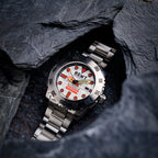 Limited Edition- Ohio Automatic Smokey White 300 ATM Mens Watch With Extra Silicon Strap - Beige