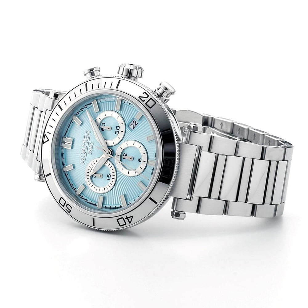 ROAMER Toscana Swiss Ronda-5030.D-A1C4 Movt. 5ATM WR Blue Dial Mens Watch with Silver Colour Stainless Steel Strap