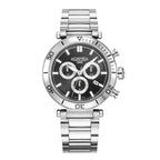 ROAMER Toscana Swiss Ronda-5030.D-A1C4 Movt. 5ATM WR Black Dial Mens Watch with Silver Colour Stainless Steel Strap