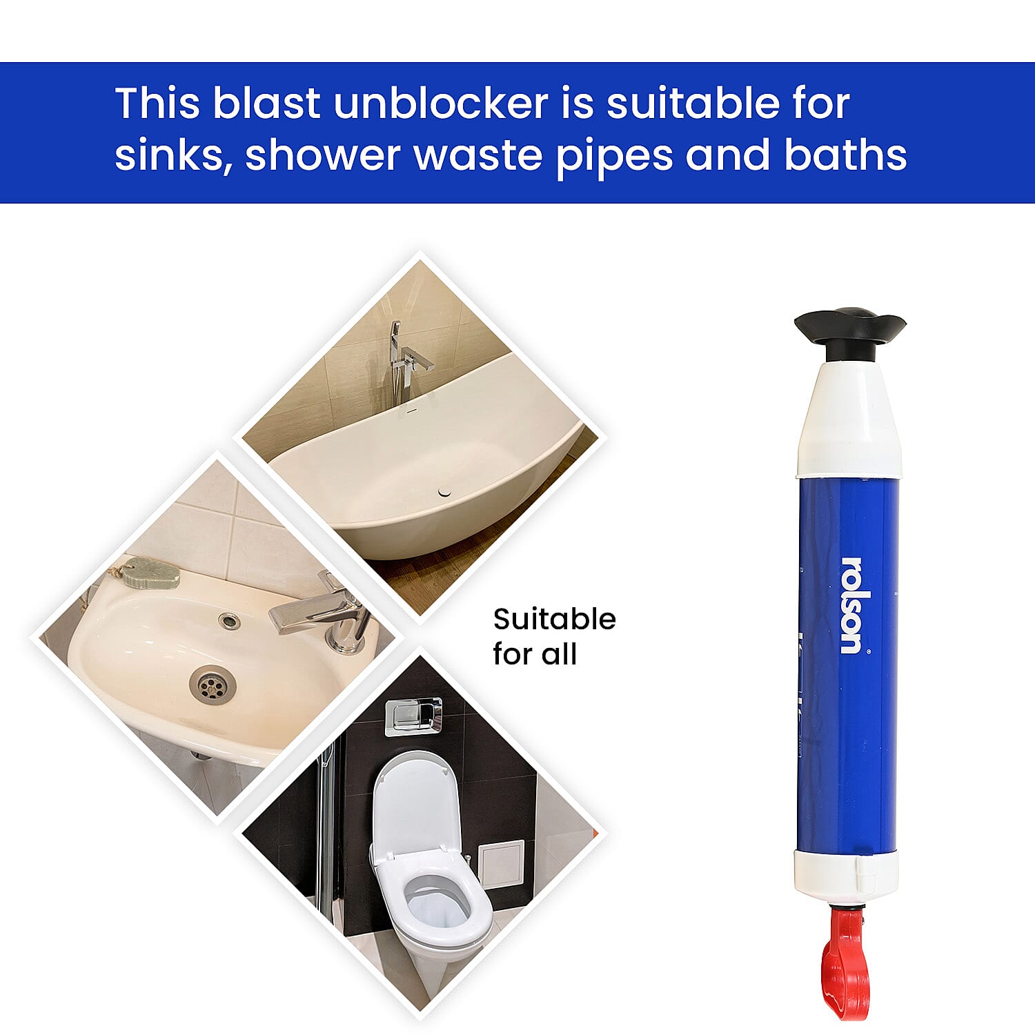 ROLSON - Waste Pipe Blast Unblocker (Size 42x10cm)