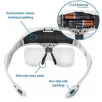 Rolson Magnifying Glasses with 2 LED Lights (3 AAA Batteries Included) - White and Black