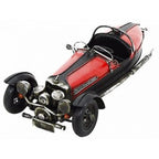 Past Time Creative Craft Hand Painted Vintage Three-Wheel Car Metal Ornament - Red - Black