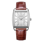 Rossini Quartz Movt. 3ATM WR Silver Dial Silver Case Mens Watch with Brown Leather Strap