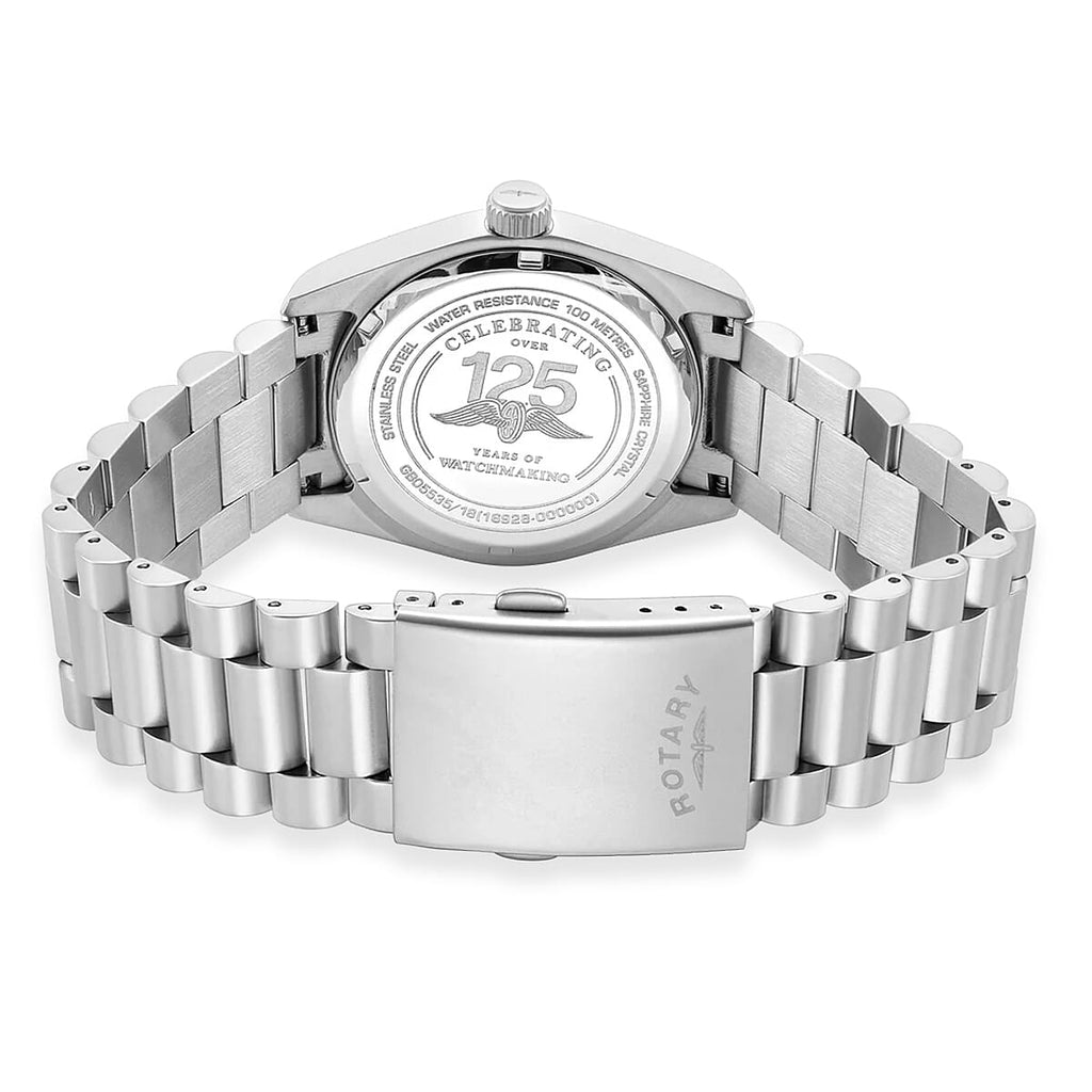 ROTARY Commando Field Quartz Movt. 10ATM White Dial Mens Watch with Stainless Steel Strap