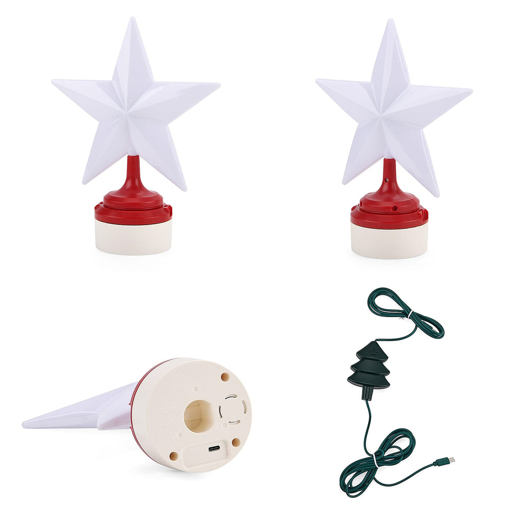 Rotating Christmas Air Balloon - Airplane Theme Music Box with Warm Lights - Red - White