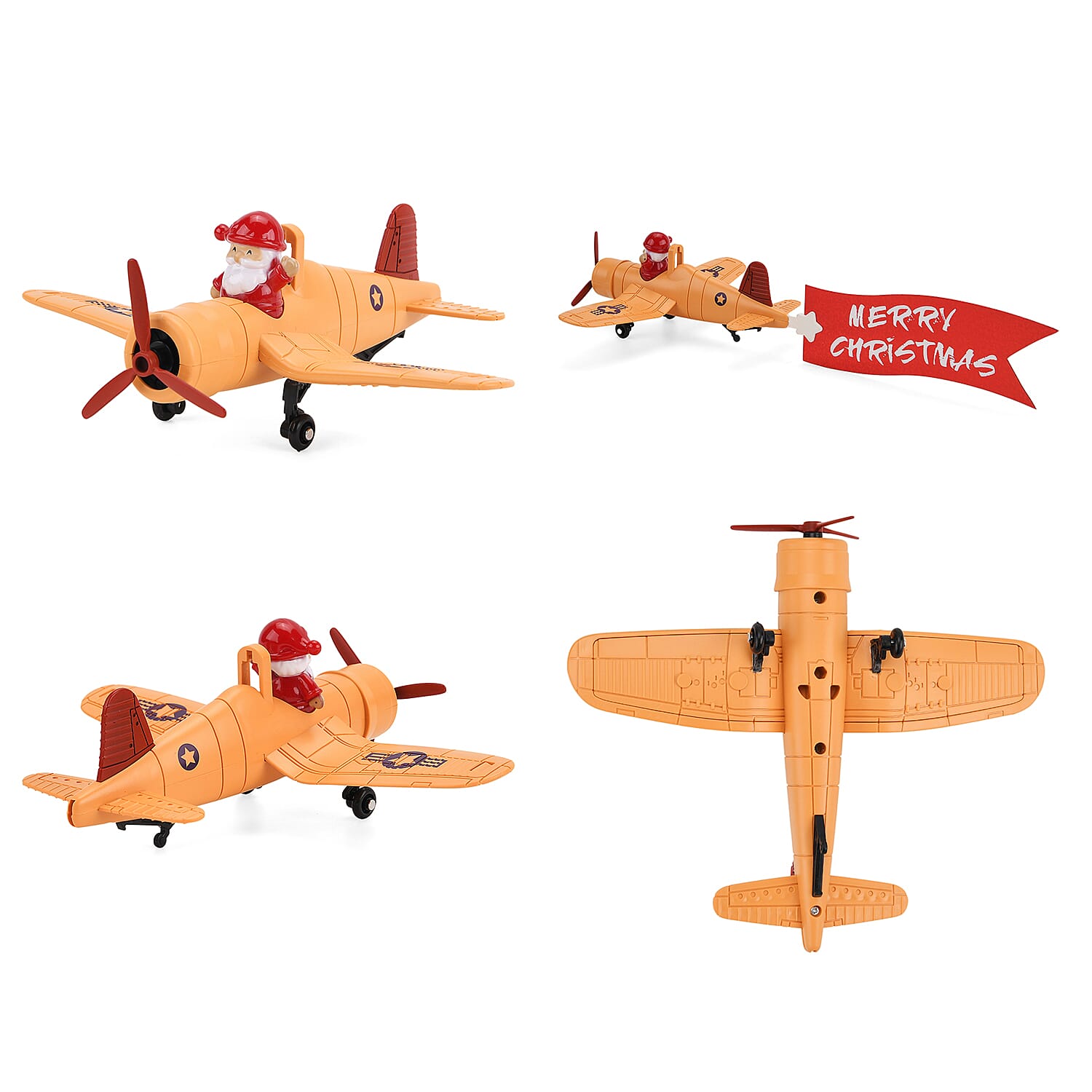 Rotating Christmas Air Balloon - Airplane Theme Music Box with Warm Lights - Red - White