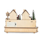 Rotating Plywood House with Music - 7 Warm LED Lights (Size-30x21x14cm) Requires 2xAA (Battery Not Inc.)