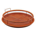 Oven Crisping Basket. Crisper Cooking Basket And Tray Set. Non Stick Ovenware - Copper Carbon Steel. No Turning. Cook Without Oil.
