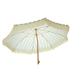 DOD - Closeout Offer - Beautiful Round Parasol with UV and Water Protection and Fringes, Height Adjustable, comes with a base - Green