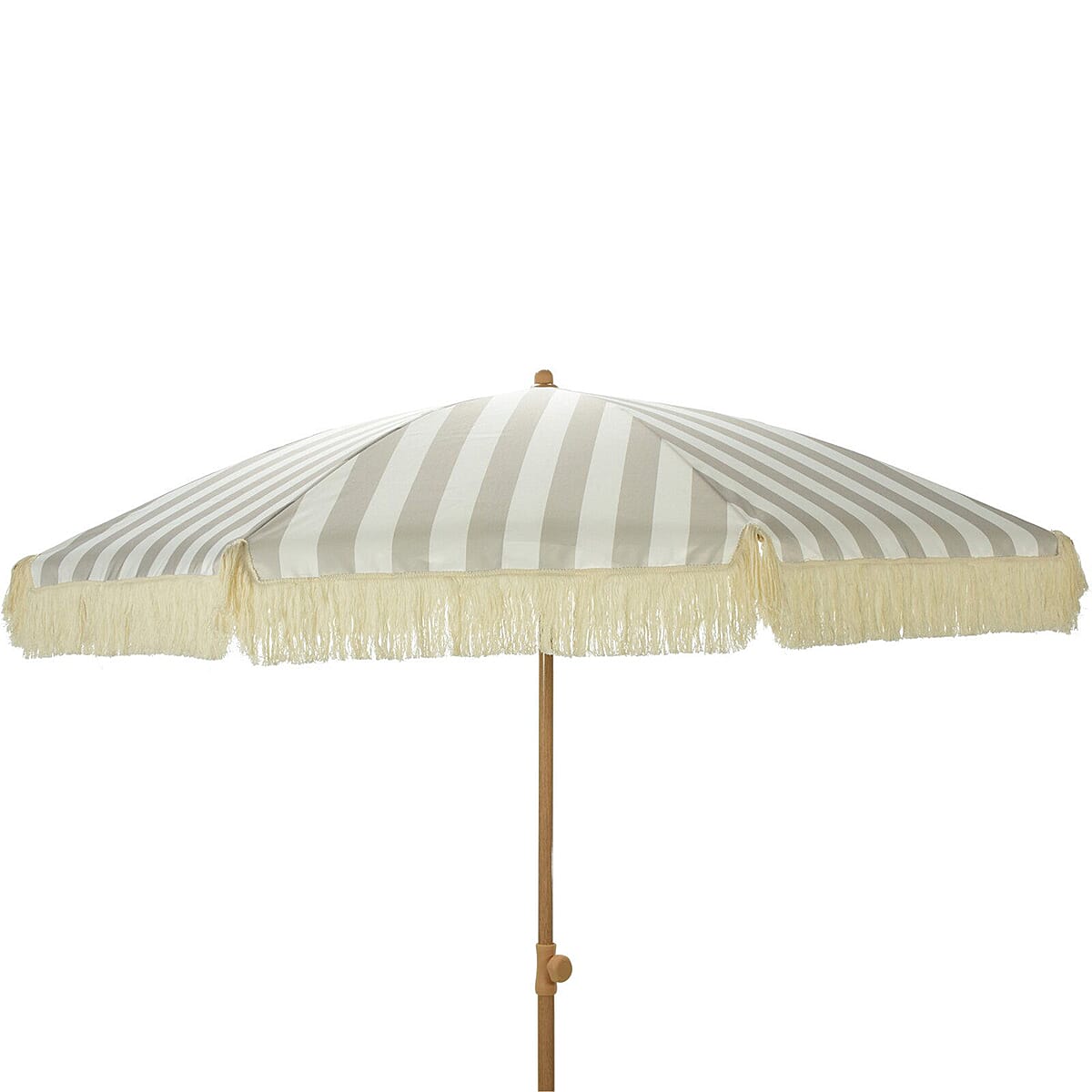 Closeout Offer - Beautiful Round 2 Metre Parasol with UV and Water Protection and Fringes, Height Adjustable, Comes with a Base - Beige,