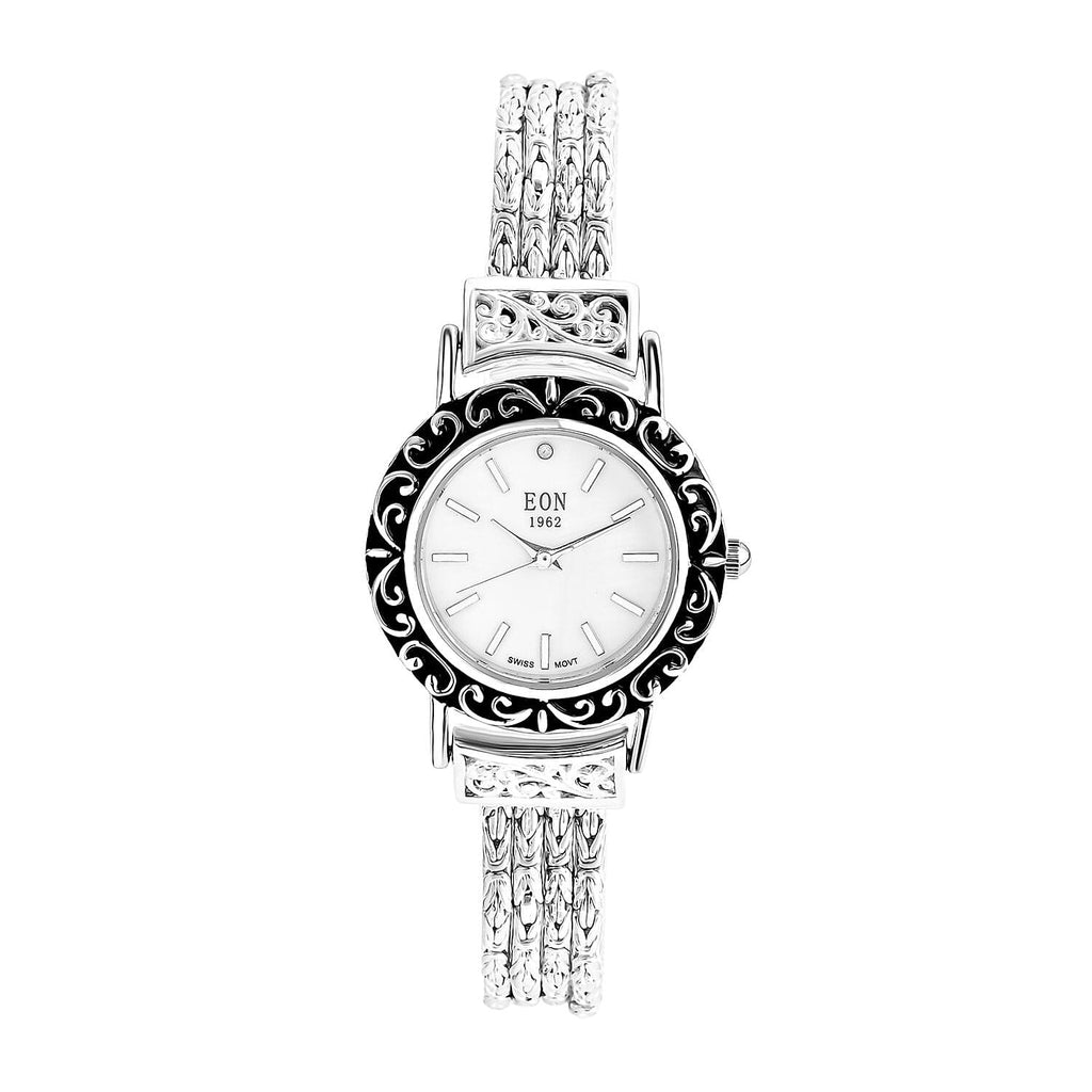Royal Bali Collection Sterling Silver Bracelet Watch (Size - 7), Silver Wt. 35.98 Gms.