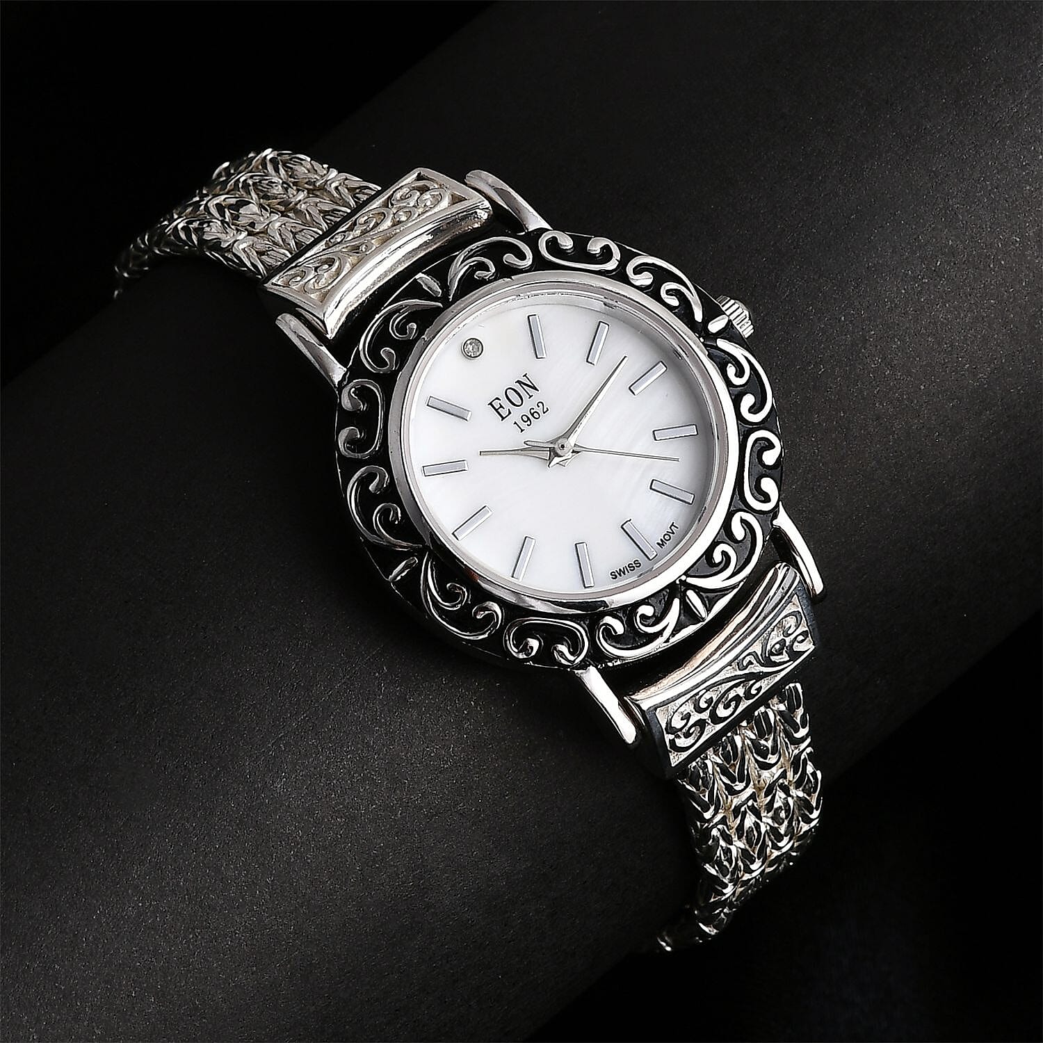 Royal Bali Collection Sterling Silver Bracelet Watch (Size - 7), Silver Wt. 35.98 Gms.