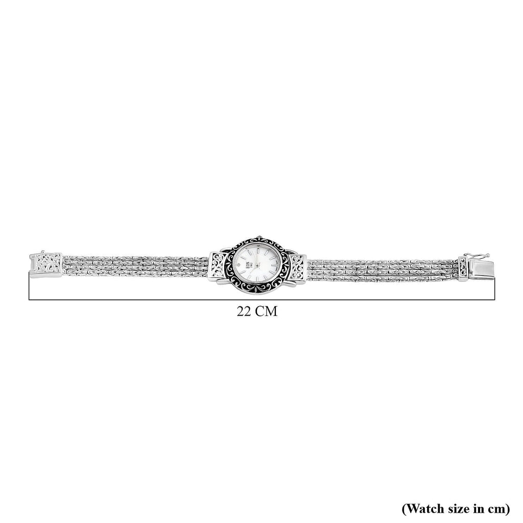 Royal Bali Collection Sterling Silver Bracelet Watch (Size - 7), Silver Wt. 35.98 Gms.