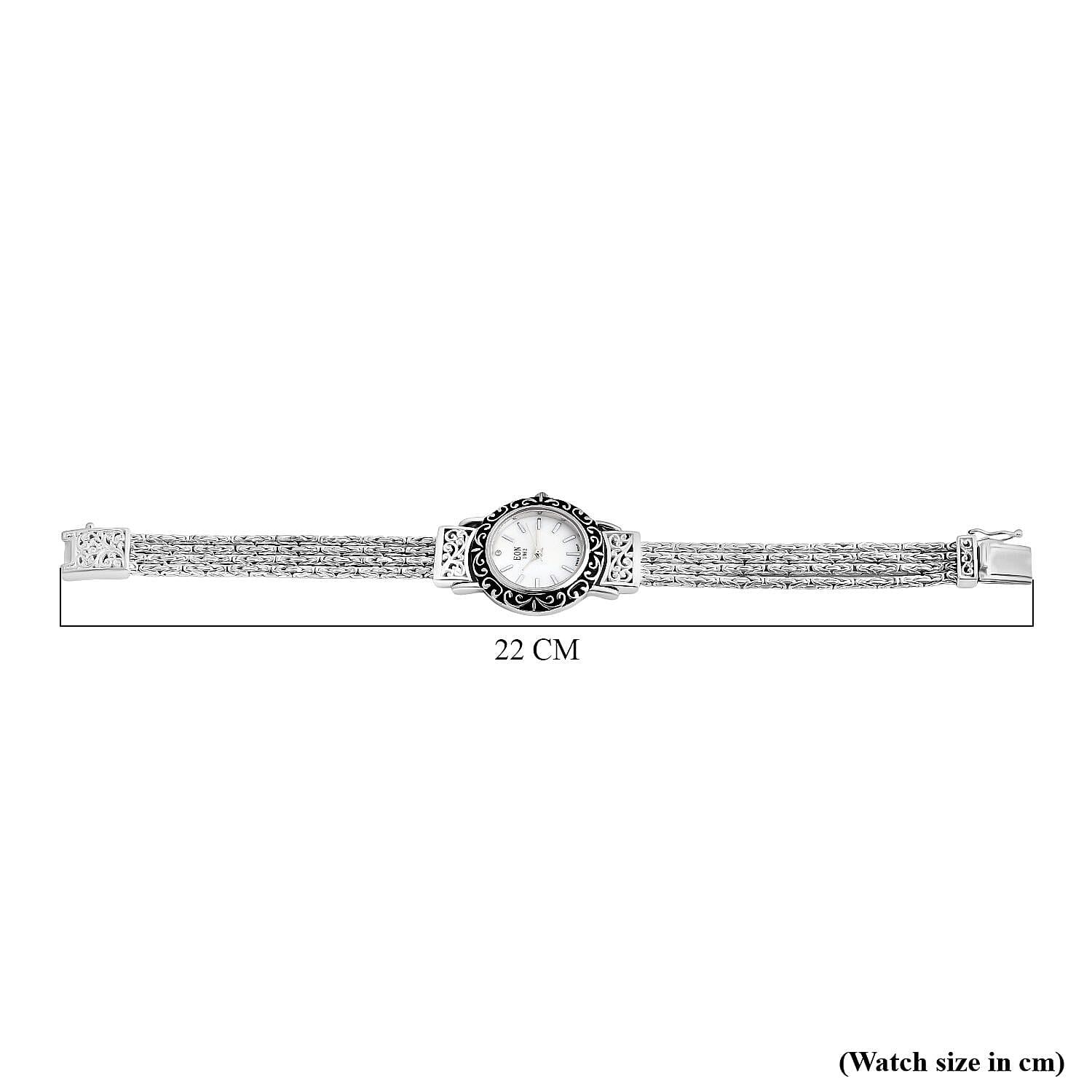 Royal Bali Collection Sterling Silver Bracelet Watch (Size - 7), Silver Wt. 35.98 Gms.