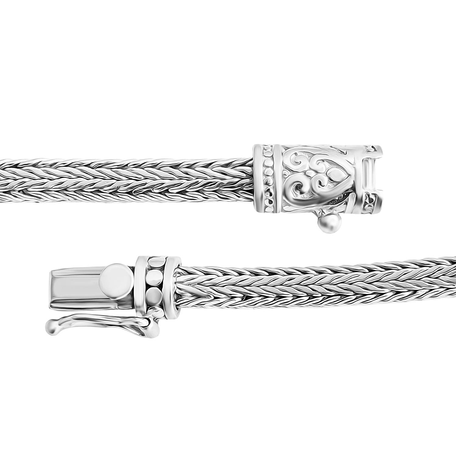 Royal Bali Collection Sterling Silver Tulangnaga Chain Bracelet Watch (Size - 8), Silver Wt. 15.84 Gms.