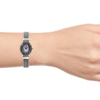 Royal Bali Collection - EON 1962 Swiss Movement Mozambique Garnet Studded Water Resistant Tulang Naga Bracelet Watch (Size 7.25) in Sterling Silver 1.23 Ct, Silver wt 32.97 Gms