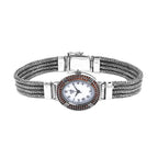 Royal Bali Collection - EON 1962 Swiss Movement Mozambique Garnet Studded Water Resistant Tulang Naga Bracelet Watch (Size 7.25) in Sterling Silver 1.23 Ct, Silver wt 32.97 Gms