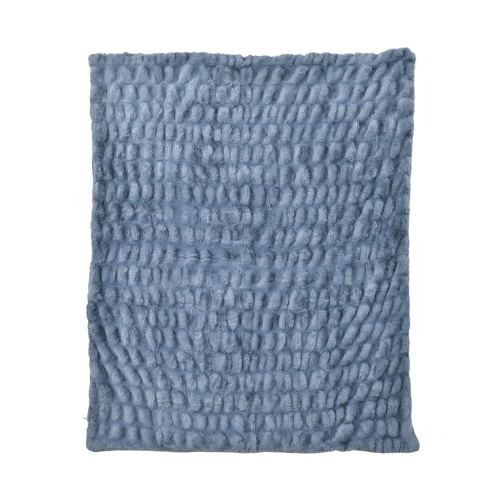 Ruched Super Soft Blanket with Velour Double Layer (Size 152x127 cm) - Blue