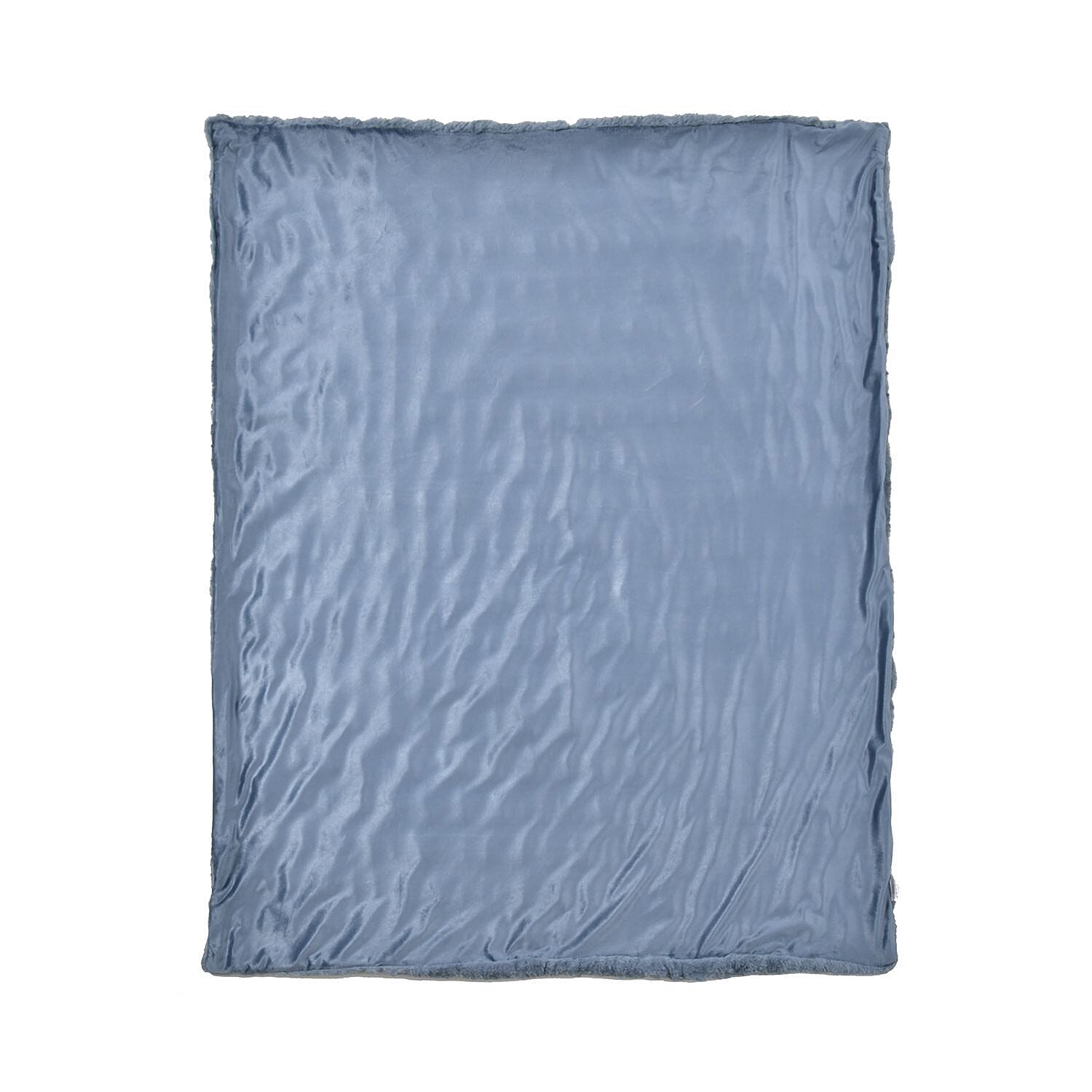 Ruched Super Soft Blanket with Velour Double Layer (Size 152x127 cm) - Blue