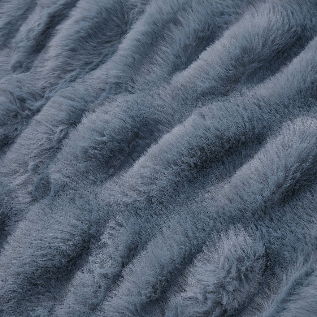 Ruched Super Soft Blanket with Velour Double Layer (Size 152x127 cm) - Blue