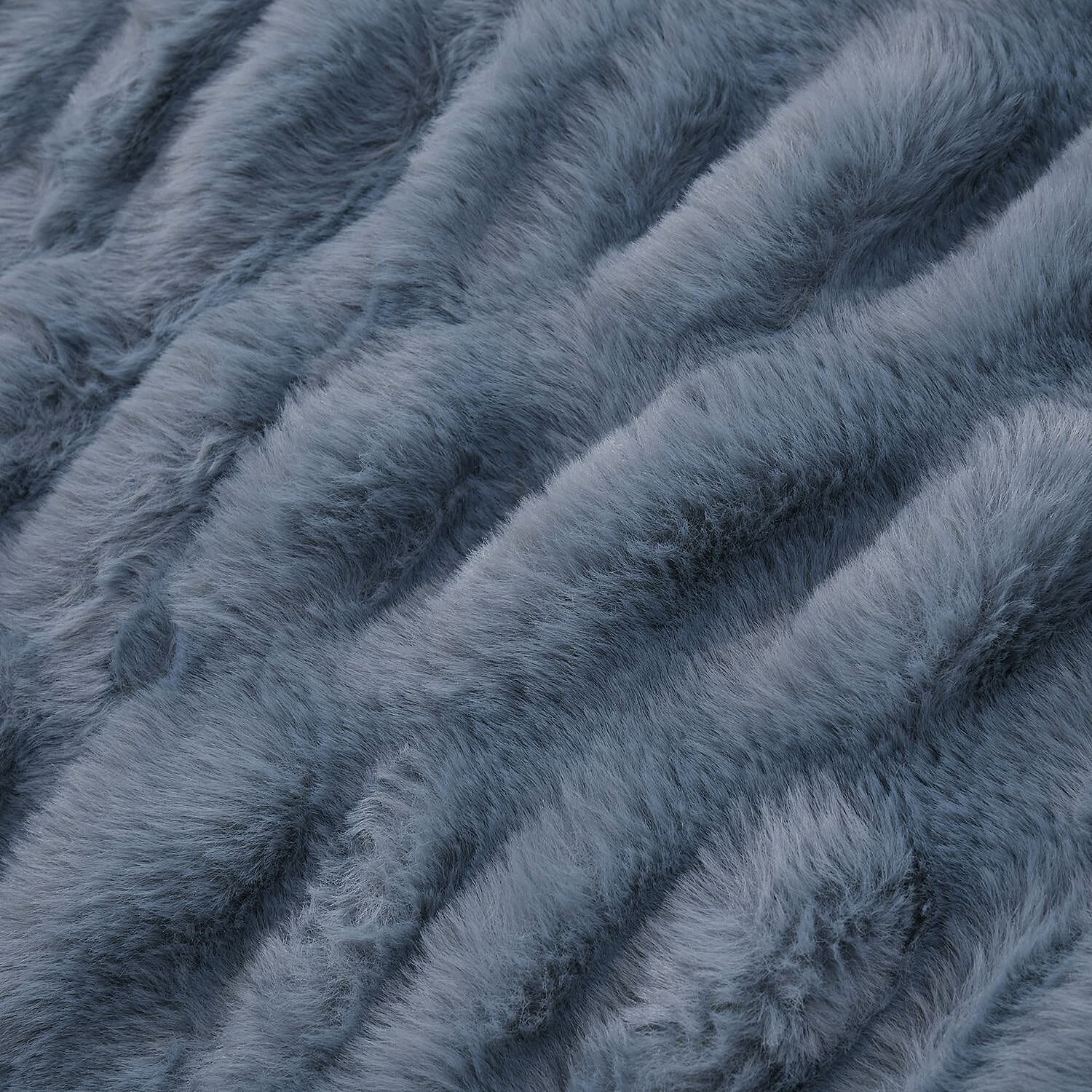 Ruched Super Soft Blanket with Velour Double Layer (Size 152x127 cm) - Blue