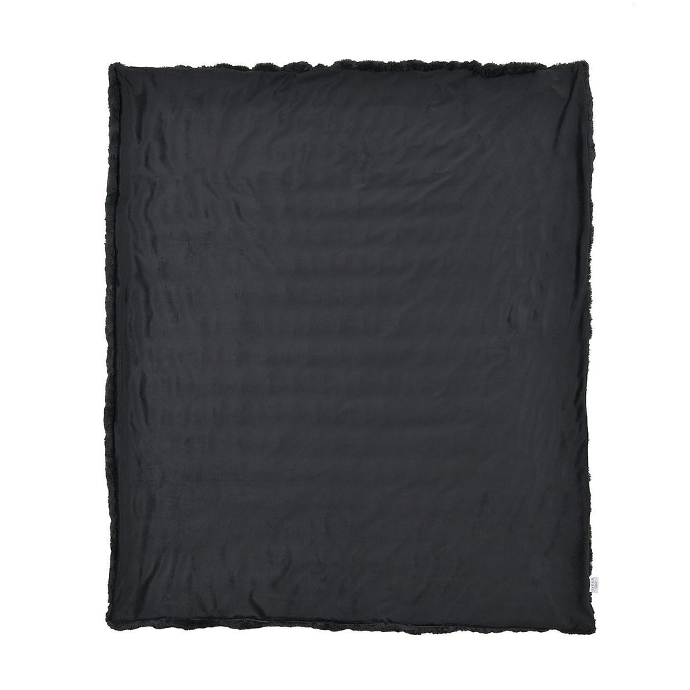 Ruched Super Soft Blanket with Velour Double Layer (Size 152x127 cm) - Black