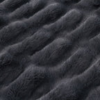 Ruched Super Soft Blanket with Velour Double Layer (Size 152x127 cm) - Black