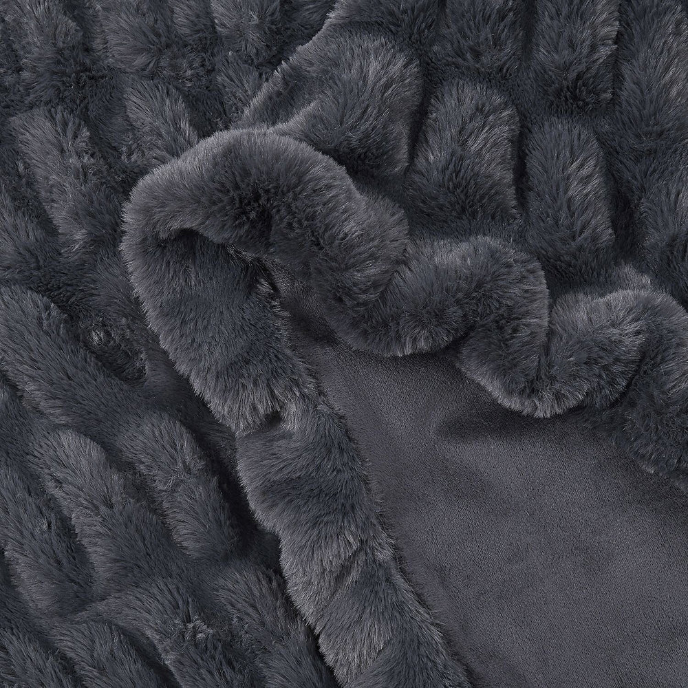 Ruched Super Soft Blanket with Velour Double Layer (Size 152x127 cm) - Black