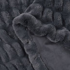 Ruched Super Soft Blanket with Velour Double Layer (Size 152x127 cm) - Black