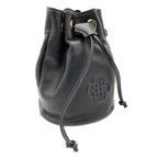 Saddler Pixie Real Leather Designer Drawstring Crossbody Bucket Bag - Black