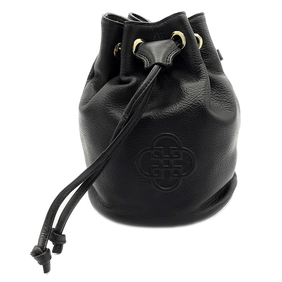 Saddler Pixie Real Leather Designer Drawstring Crossbody Bucket Bag - Black
