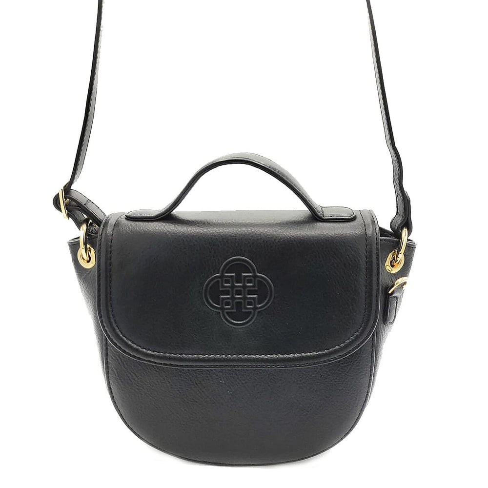 Saddler Mia Top Handle Flapover Real Leather Designer Handbag - Black