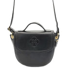 Saddler Mia Top Handle Flapover Real Leather Designer Handbag - Black