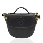 Saddler Mia Top Handle Flapover Real Leather Designer Handbag - Black