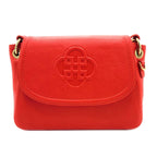 Saddler Emma Real Leather Designer Flapover Handbag With Ring Detail - Red