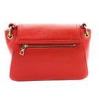 Saddler Emma Real Leather Designer Flapover Handbag With Ring Detail - Red