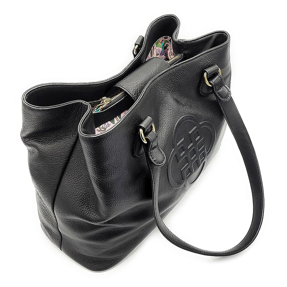 Saddler Rosie100% Genuine Exquisite Leather Zip top Tote Bag - Black