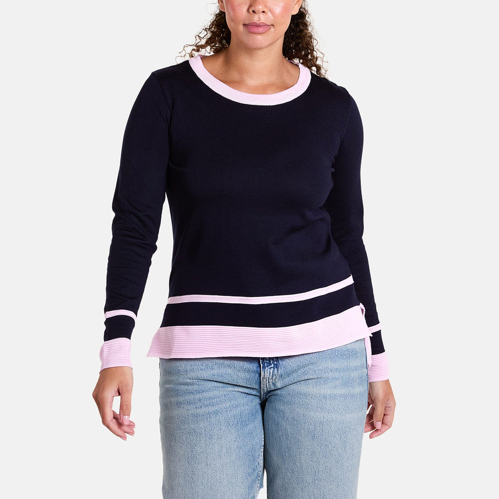 SALLIS Knitted Jumper (Size - XL) - Navy Pink